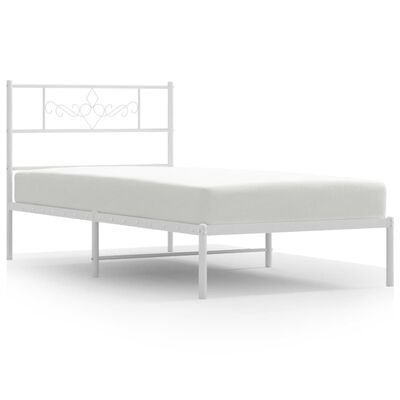 vidaXL Cadre de lit métal sans matelas et tête de lit blanc 107x203 cm