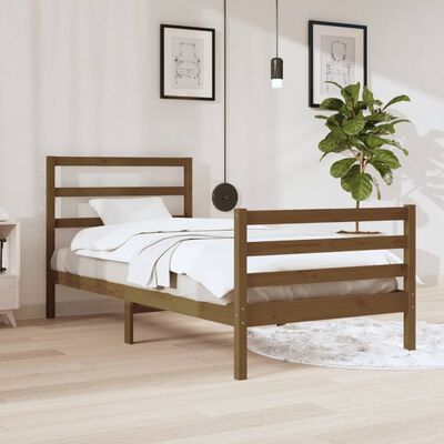 vidaXL Cadre de lit sans matelas Marron miel Bois pin massif 90x200 cm