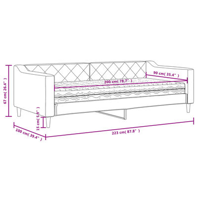 vidaXL Lit de jour avec matelas crème 90x200 cm tissu