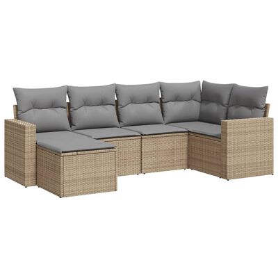 vidaXL Salon de jardin avec coussins 6 pcs beige résine tressée