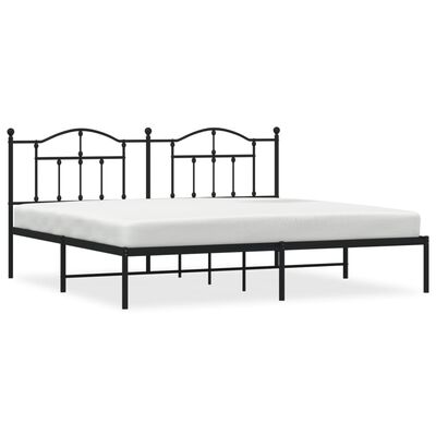 vidaXL Cadre de lit métal sans matelas avec tête de lit noir 193x203cm