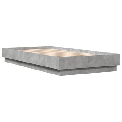 vidaXL Cadre de lit avec lumières LED gris béton 90x190 cm