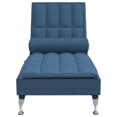 vidaXL Chaise longue de massage avec traversin bleu tissu