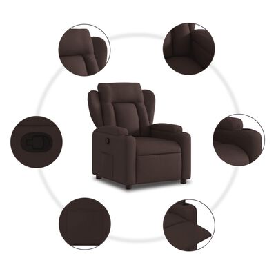 vidaXL Fauteuil inclinable Marron foncé Tissu