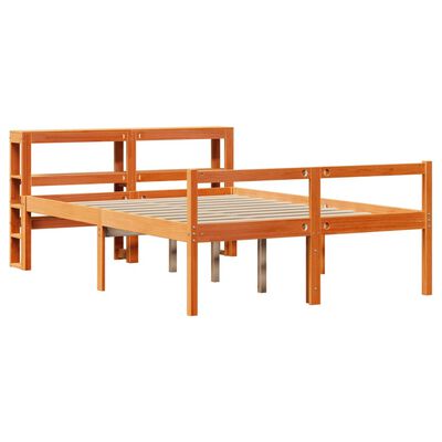 vidaXL Cadre de lit et tête de lit sans matelas cire marron 160x200 cm