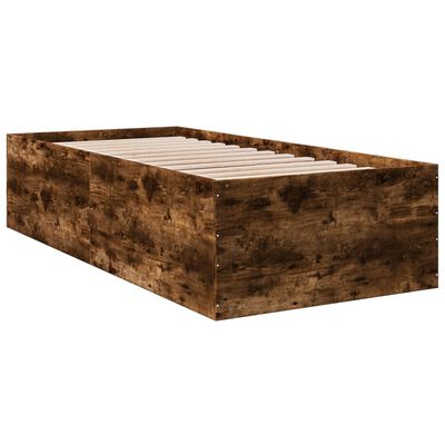 vidaXL Cadre de lit chêne fumé 90x190 cm bois d'ingénierie