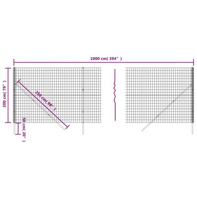 vidaXL Clôture en treillis métallique vert 2x10 m acier galvanisé