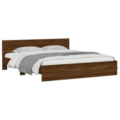 vidaXL Cadre de lit avec LED sans matelas chêne marron 200x200 cm