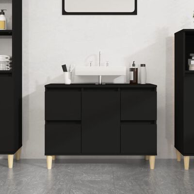 vidaXL Meuble d'évier noir 80x33x60 cm bois d'ingénierie