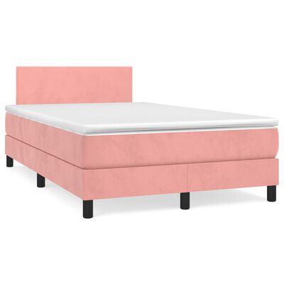 vidaXL Sommier à lattes de lit avec matelas rose 120x190 cm velours