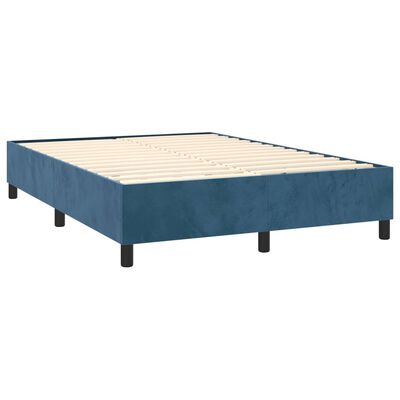 vidaXL Sommier à lattes de lit matelas et LED Bleu foncé 140x190 cm