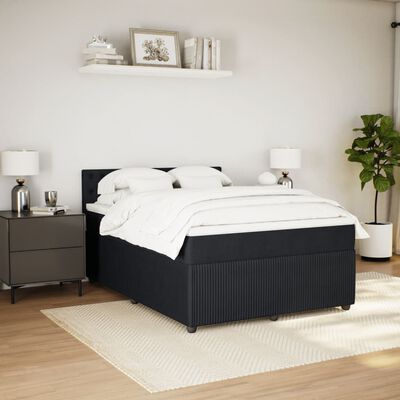 vidaXL Sommier à lattes de lit avec matelas Noir 140x190 cm Velours