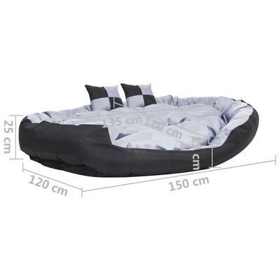 vidaXL Coussin réversible lavable pour chien Gris et noir 150x120x25cm