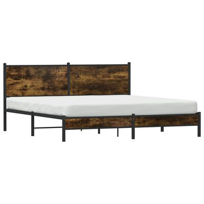 vidaXL Cadre de lit en métal sans matelas chêne fumé 180x200 cm