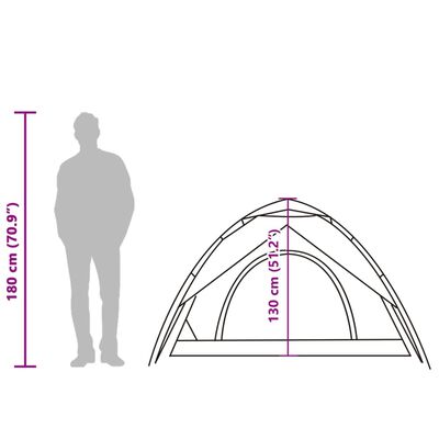 vidaXL Tente de camping à dôme 2 personnes vert libération rapide