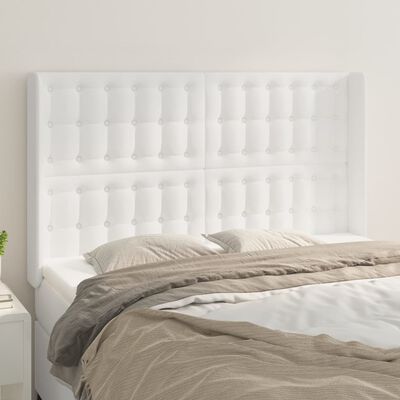 vidaXL Tête de lit avec oreilles Blanc 147x16x118/128 cm Similicuir