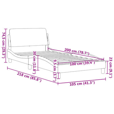 vidaXL Cadre de lit et tête de lit noir et blanc 100x200 cm similicuir