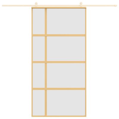 vidaXL Porte coulissante doré 102,5x205 cm verre ESG dépoli aluminium