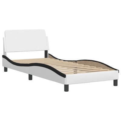 vidaXL Cadre de lit sans matelas blanc et noir 90x200 cm similicuir