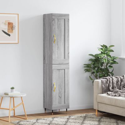 vidaXL Buffet haut Sonoma gris 34,5x34x180 cm Bois d'ingénierie