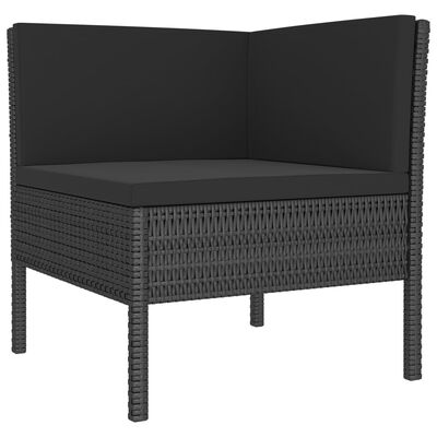 vidaXL Salon de jardin 8 pcs avec coussins résine tressée noir