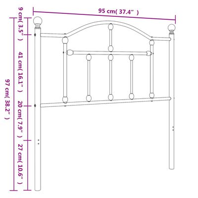 vidaXL Tête de lit métal blanc 90 cm