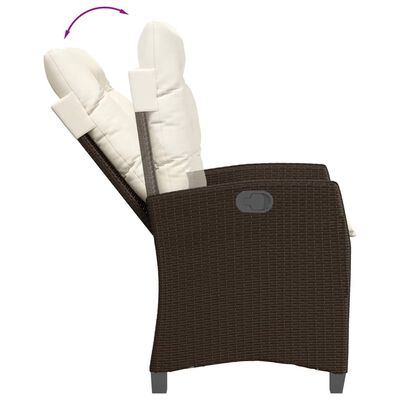 vidaXL Ensemble à manger de jardin 3 pcs et coussins marron poly rotin