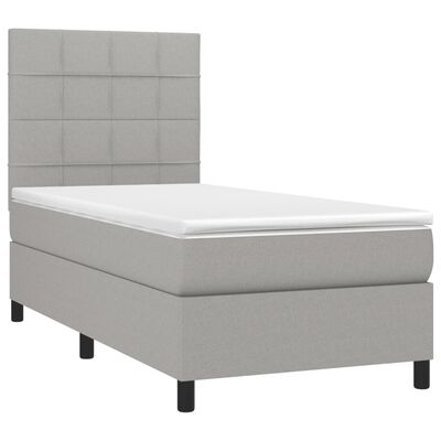 vidaXL Sommier à lattes de lit avec matelas Gris clair 90x200 cm Tissu