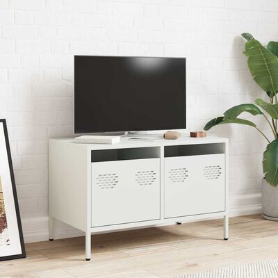 vidaXL Meuble TV blanc 68x39x43,5 cm acier laminé à froid