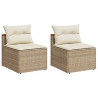 vidaXL Canapés de jardin sans accoudoirs avec coussins 2 pcs beige