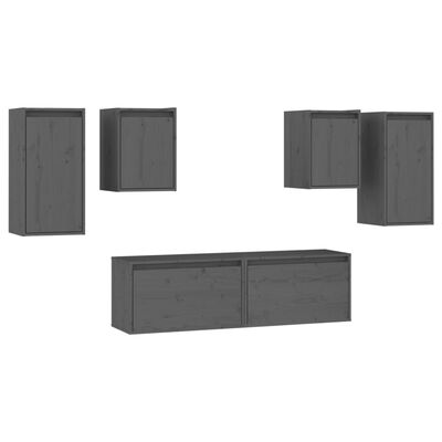 vidaXL Meubles TV 6 pcs Gris Bois massif de pin