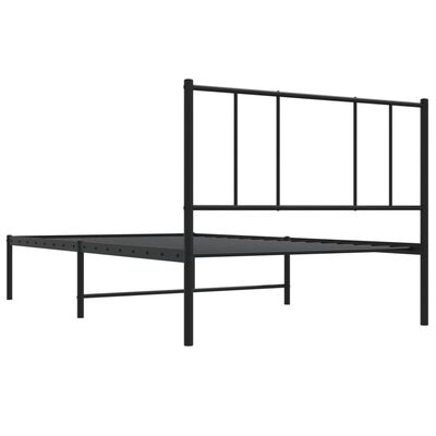 vidaXL Cadre de lit métal sans matelas avec tête de lit noir 90x200 cm