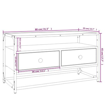 vidaXL Meuble TV chêne marron 80x35x45 cm bois d'ingénierie