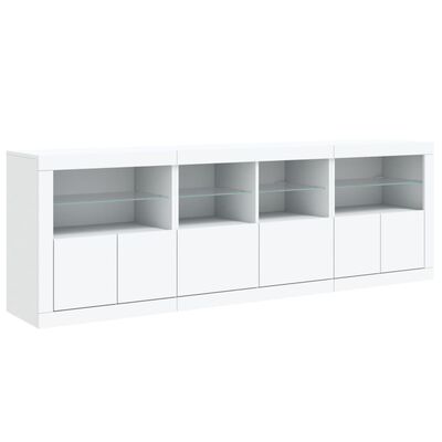 vidaXL Buffet avec lumières LED blanc 202x37x67 cm