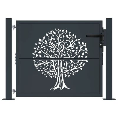 vidaXL Portail de jardin anthracite 105x105cm acier conception d'arbre