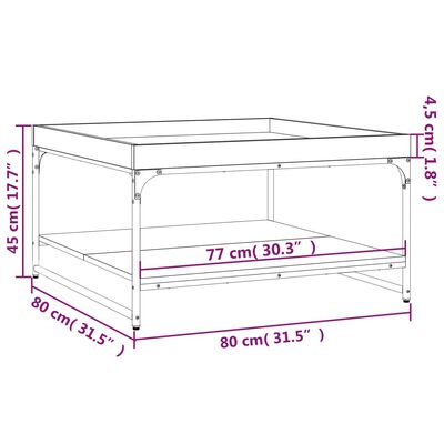 vidaXL Table basse chêne fumé 80x80x45 cm bois d'ingénierie et fer