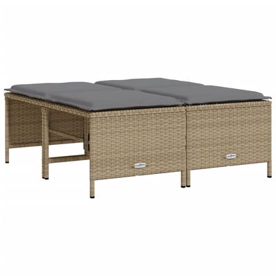 vidaXL Salon de jardin avec coussins 5 pcs beige résine tressée