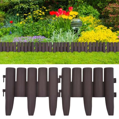 vidaXL Bordures de pelouse 36 pcs Marron 10 m PP