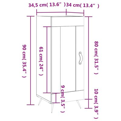 vidaXL Buffet Blanc brillant 34,5x34x90 cm Bois d'ingénierie