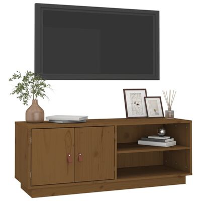 vidaXL Meuble TV Marron miel 105x34x40 cm Bois de pin massif