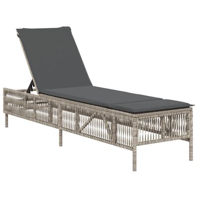 vidaXL Chaises longues avec coussins lot de 2 gris résine tressée