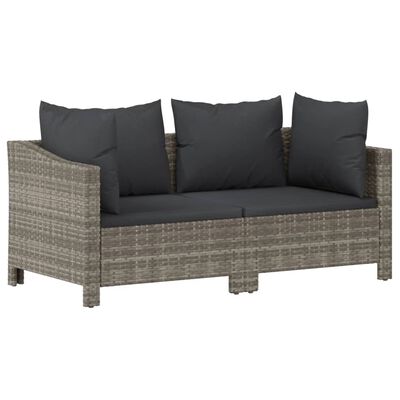 vidaXL Salon de jardin 2 pcs avec coussins Gris Résine tressée