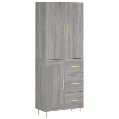 vidaXL Buffet haut Sonoma gris 69,5x34x180 cm Bois d'ingénierie