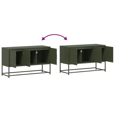 vidaXL Meuble TV vert olive 100,5x39x60,5 cm acier