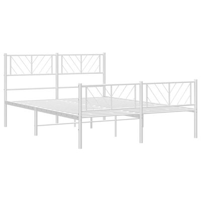 vidaXL Cadre de lit métal sans matelas et pied de lit blanc 135x190 cm