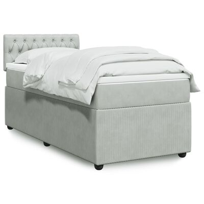 vidaXL Sommier à lattes de lit et matelas Gris clair 90x200 cm Velours