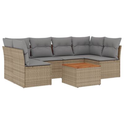 vidaXL Salon de jardin avec coussins 7 pcs beige résine tressée