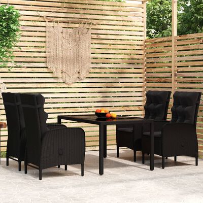 vidaXL Ensemble à manger de jardin 5 pcs Résine tressée Noir