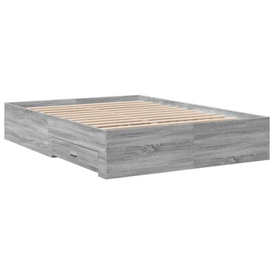 vidaXL Cadre de lit avec tiroirs sans matelas sonoma gris 140x190 cm