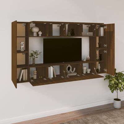 vidaXL Ensemble de meubles TV 8 pcs Chêne marron Bois d'ingénierie